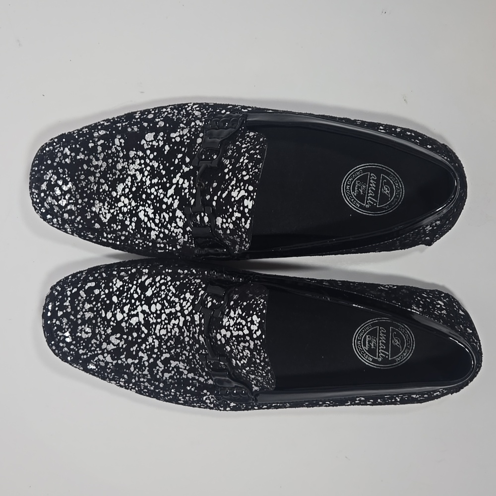Amali Mens Size 12 Monti-211 Black And Silver Driving Mocassins